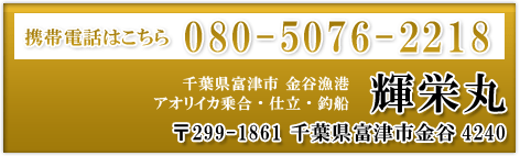 千葉県富津市　金谷漁港　アオリイカ乗合・仕立・釣船　【輝栄丸】 〒299-1861 千葉県富津市金谷4240　携帯.080-5076-2218